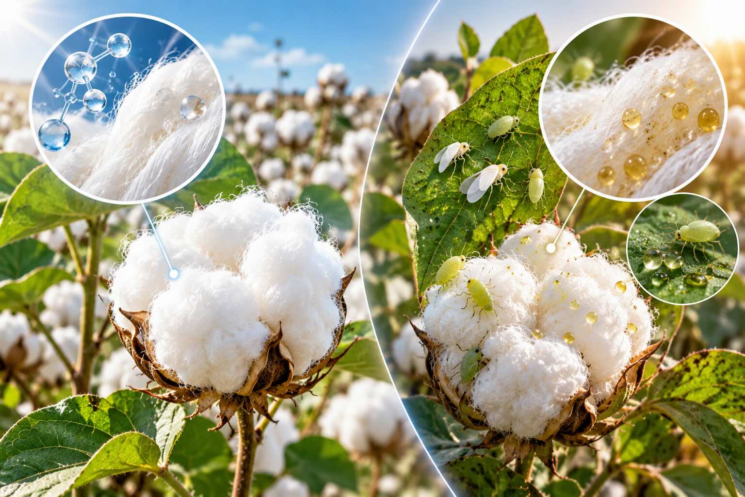 Pamukta doğal şekerler ve honeydew kaynaklı şeker yükü
