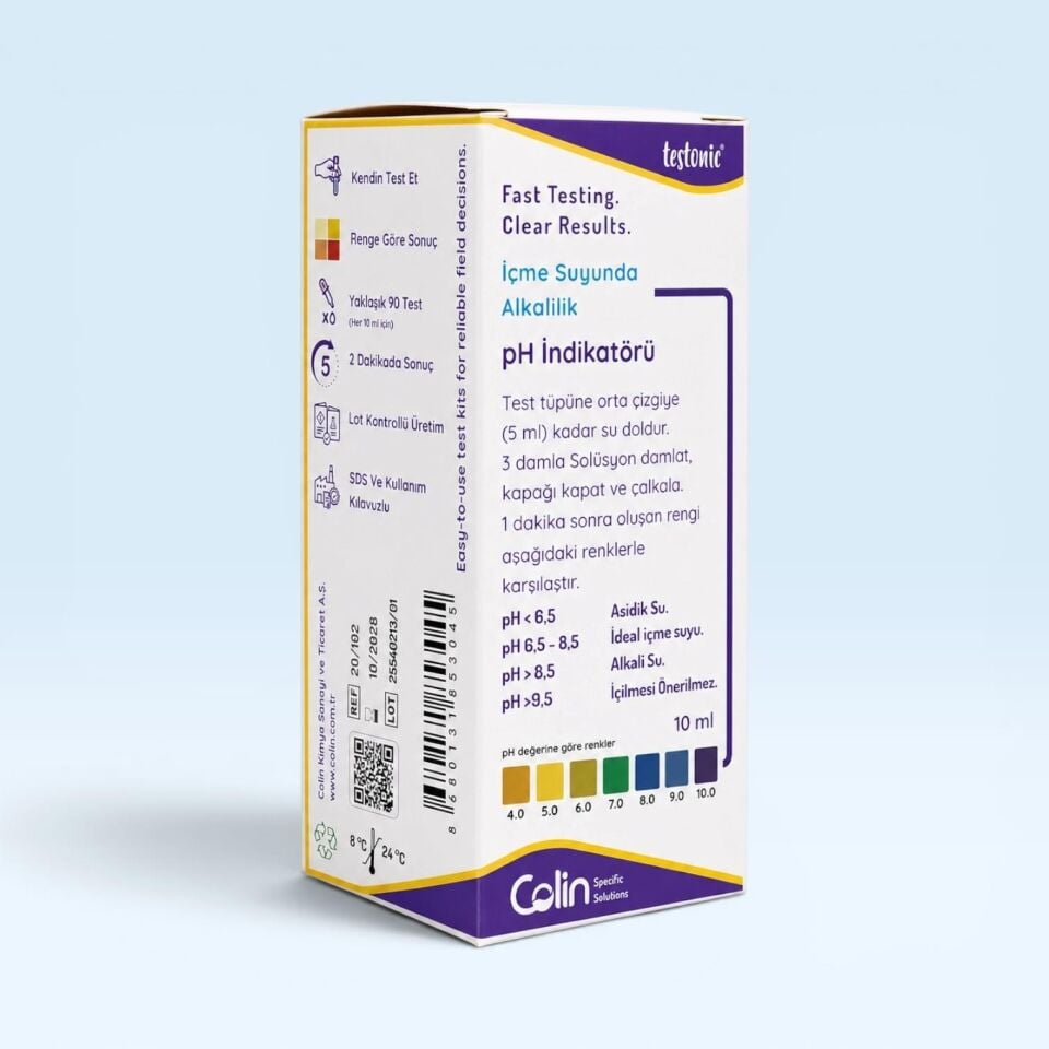 pH İndikatörü (pH 4-10) - İçme Suyunda Alkalilik Testi için 50 ml